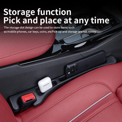 Car Seat Gap Filler Organizer, Universal Fit, Black, PU Leather, 2 Pack with Storage Pockets