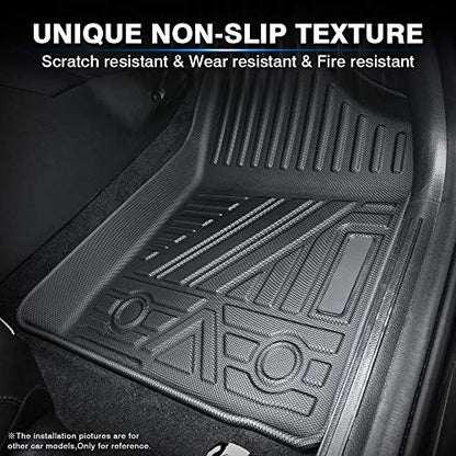 KUST All Weather Floor Mats for 2019-2025 Infiniti QX50/2022-2025 QX55 Accessories Car Mats 1st & 2nd Row Floor Liners, TPE Rubber Raised Edge - style: For │ QX50 2019-2025 │ Floor Mats