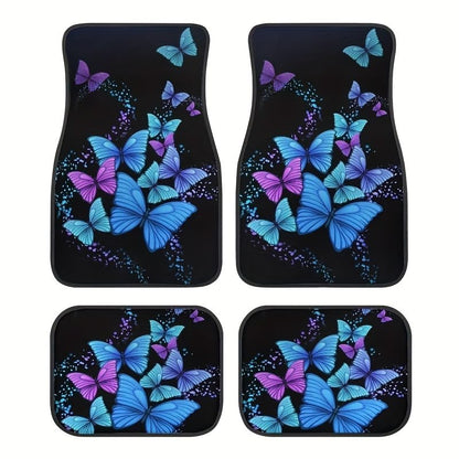 Butterfly Printing Car Floor Mats,Black Carpet Floor Mats with Heel Pad for Cute Women Girl, Universal Fit for Suvs,Sedans,Trucks,Cars, Set of 4 (Butterfly Style 1) - style: Butterfly style 1