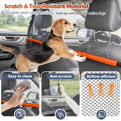 Dog Barrier for Car, 50" Wide SUV Dog Barrier for Cargo Area & 2nd 3rd Row Seats, Sturdy Dog Barrier for Small SUV & Truck with See-Through Net Mesh, Back Seat Divider for Mid-Sized Vehicle