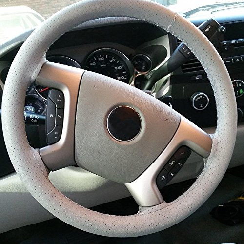Onerbuy Universal Leather Car Steering Wheel Stitch On Wrap Cover DIY Sewing Breathable and Anti Slip, 15-Inch (Gray) - color: Gray