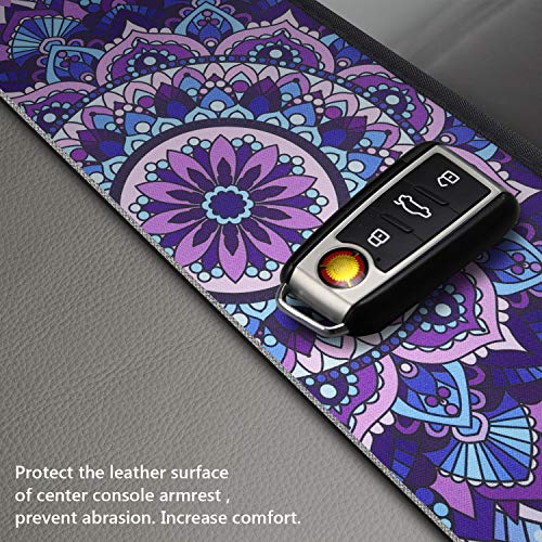 YR Vehicle Center Console Armrest Cover Pad, Universal Fit Soft Comfort Center Console Armrest Cushion for Car, Stylish Pattern Design Car Armrest Cover, Lotus