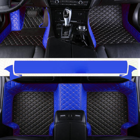 Customized Personalized car Floor mats, All-Weather Anti Slip and Waterproof Leather car Floor mat Set, 99.98% Customized Floor mats for Cars, Trucks, and SUVs (Edge Blue, Medium Black, Beige) - color: Edge blue, medium black, beige