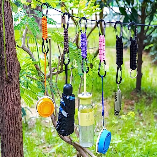 BRAVESHINE Paracord Keychain Carabiner Clip, D Ring Lanyard Hanger Stroller Hook for Water Bottle, Key, Backpacks, Men, Women