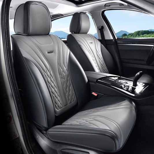Coverado Car Seat Covers, Car Seat Covers Front Seats, 2-Pack Front Seat Cover, Nappa Leather Waterproof Seat Covers, Car Seat Protectors, Automotive Seat Covers Universal Fit for Most Vehicles - color: BlackGray, size: FrontPair