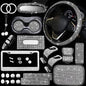 25PCS Bling Car Car Accessories Set,15 Inch Steering Wheel Cover,Shiny License Plate Frame,Center Console Cover and Rearview Mirror Set and Other Car Accessories(White) - color: White