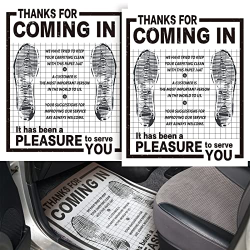Woanger 800 Pcs Bulk Disposable Car Paper Floor Mats Automotive Kraft Paper Floor Mats for Vehicles Printed with Cute Footprint and Words for Car Dealerships 20 x 16 Inch(White) - color: White
