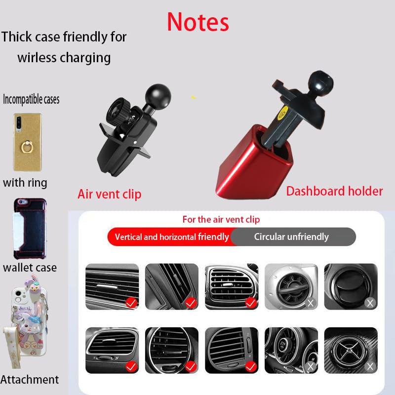 Wireless Car Charger Mount, Auto Clamping,Build-in Battery, Vent Dashboard, Red Cute Demon for Women for iPhone 14/14pro/13/13Pro/12/12Pro/SE/11/X/9, Samsung S22/S21/S20/10/9Note20/10/9 … - color: Red