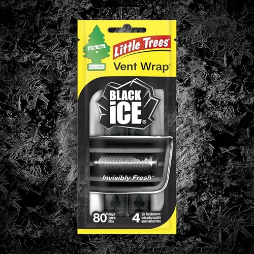LITTLE TREES Car Air Freshener | Vent Wrap Provides Long Lasting Scent, Invisibly Fresh | 16 Air Fresheners | Black Ice - color: Black Ice, size: 4 Count (Pack of 1)