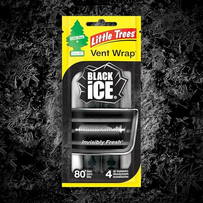 LITTLE TREES Car Air Freshener | Vent Wrap Provides Long Lasting Scent, Invisibly Fresh | 16 Air Fresheners | Black Ice - color: Black Ice, size: 4 Count (Pack of 1)