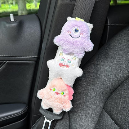 Baby Car Seat Neck Cover, Baby Strap Pad, Car Seat Strap Cover, Car Seat Belt Cover Boy Girl, Baby Neck Pad Protector, Car Strap Pad Fleece, Belt Pad Plush Doll, Seat Belt Pads (Purple, White, Pink) - color: Purple, White, Pink dolls