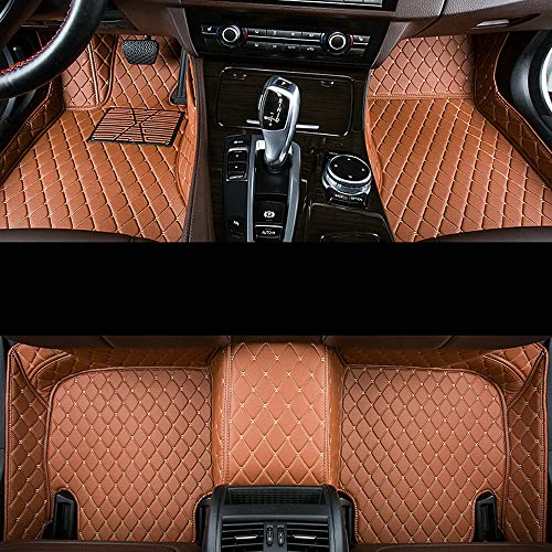 All-Weather car Floor Mats-Suitable for 98% of car Models Watherproof Leather car Floor mat (Light Brown) - color: Light brown