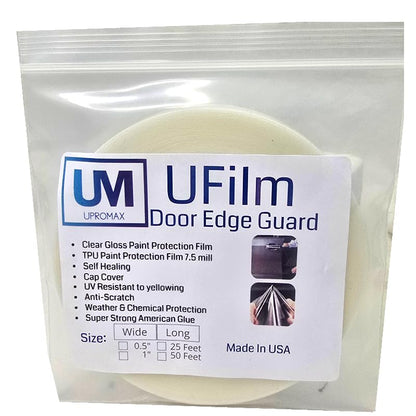Ufilm Door Edge Protector PRE-Cut Guard Scratch Paint Protection Film with Strong American Glue Clear and Black Universal Car Truck (1 in x 50 ft) - size: 1 in x 25 ft