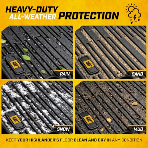 CAT® JustFit™ 3D All Weather Floor Mats for Toyota Highlander 2020-2026, Custom Fit Heavy Duty Rubber Car Mats Full Set for 7 Seater (Not for Hybrid) - style: Toyota Highlander (2020-2026)