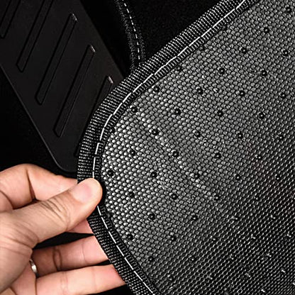 CAR PASS Rainbow Waterproof Universal Fit Faux Leather Car Carpet- Anti-Slip Nibbed Backing Floor Mats for SUV, Vans, Sedans, Trucks, Automotive Set of 4 (Black with Gray) - color: Gray