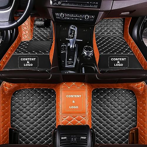 Custom Making Car Floor Mats for 97.5% Car Model Luxury Leather All Weather Waterproof Anti-Skid Full Coverage Liners (Black and Orange) - color: Black and Orange