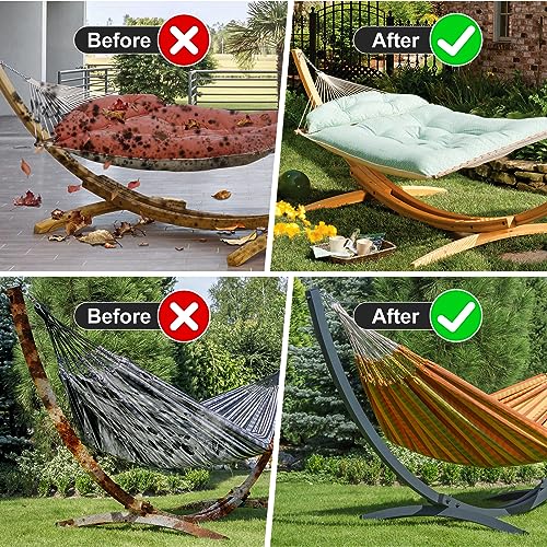Waterproof 10 FT Hammock Cover, 210T Sun Rain UV Dust Snow Protection Outdoor Hammock Covers with Windproof Straps & Soft Cotton Lining for 10ft Stand - color: 10ft Hammock Cover-black