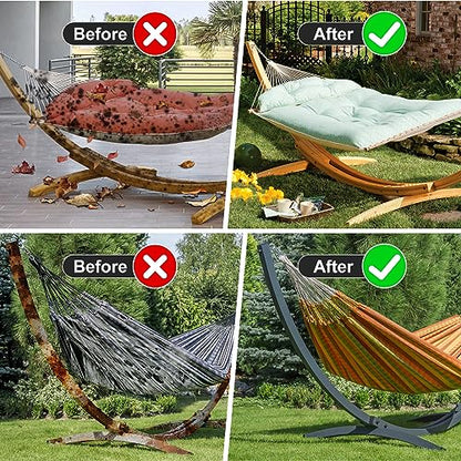 Waterproof 10 FT Hammock Cover, 210T Sun Rain UV Dust Snow Protection Outdoor Hammock Covers with Windproof Straps & Soft Cotton Lining for 10ft Stand - color: 10ft Hammock Cover-black