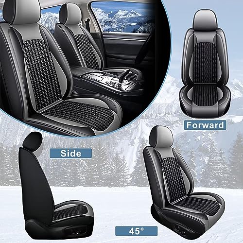 Custom Fit Faux Leather Seat Covers for Nissan Frontier 2007-2026 Full Set 5 Seats, Airbag Compatible, Black & Gray - color: #050 Black & Gray, size: 5 Seats