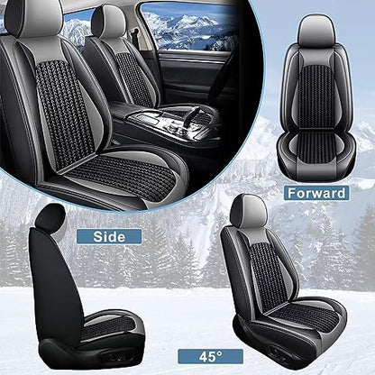 Custom Fit Faux Leather Seat Covers for Nissan Frontier 2007-2026 Full Set 5 Seats, Airbag Compatible, Black & Gray - color: #050 Black & Gray, size: 5 Seats