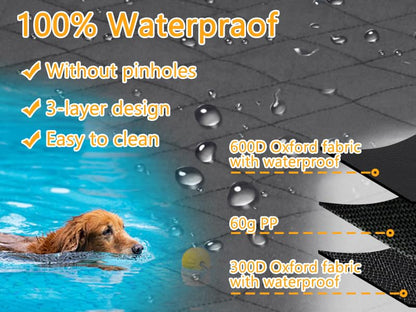 100% Waterproof Dog Car Seat Cover, 600D Oxford Hammock Full Coverage Back Seat Protector, Anti-Slip Bottom with Mesh Window & Storage Pocket, 100% Heavy Duty for Cars SUVs Trucks