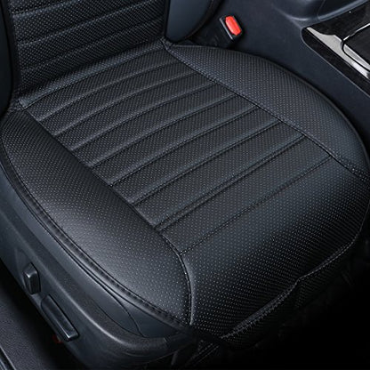 Universal Car Seat Cover PU Leather Car Seat Cushion Driver Seat Cover with Backrest- Car Front Seat Protector Fits 95% of Vehicles-1 Piece (Black-B) - color: Black-B