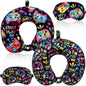 4 Pcs Game Travel Pillow with Sleep Eye Mask, U Shaped Memory Foam Headrest & Neck Pillow with Washable Cover, Soft Neck Head Support Travel Accessories for Airplane Car Train Bus Trips
