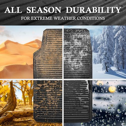 CAR PASS Black Rubber Car Floor Mats & Cargo Liners, All Weather Car Mats & Trunk Mats,Waterproof Automotive Floor Mats Trim to Fit for Most Cars Sedans SUVs Vans, Durable Heavy Duty Anti-Slip,Black - color: Black with cargo liner