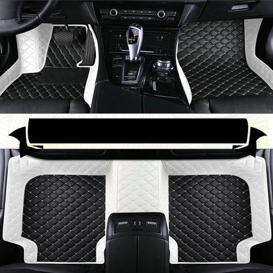 TAHALICustom Colors Car Floor Mats Black Pink for 99.9% Sedan SUV Sports， All-Weather Liners Car Floor mat，Luxury Leather Automotive Floor Mats (Black and White-,3D Floor Mats) - color: Black and white-