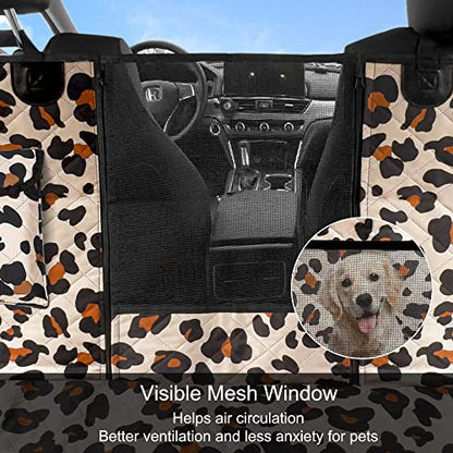 Dog Car Seat Cover, Waterproof Nonslip Pet Seat Cover for Back Seat with Storage Pockets Mesh Visual Window, Heavy Duty Scratchproof Pet Dog Seat Cover Hammock for Cars Trucks and SUVs