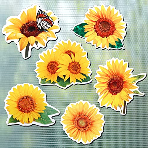 12 Pieces Sunflower Screen Door Magnets Decorative Magnetic Flexible Double Sided Protector Screen Door Hardware Magnets Keep Pets and Your Family Safe Refrigerator Magnets for Screen Sliding Doors