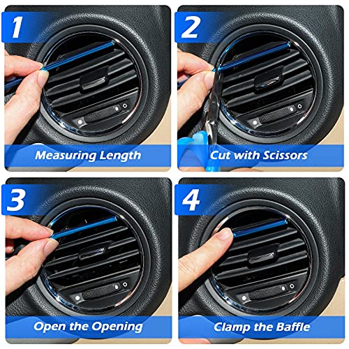 Frienda 20 Pieces Car Air Conditioner Vent Outlet Decoration Strips Universal Waterproof Bendable Car Vent Outlet Trim Decoration Car Interior Accessories for Straight Air Vent Outlet (Blue)