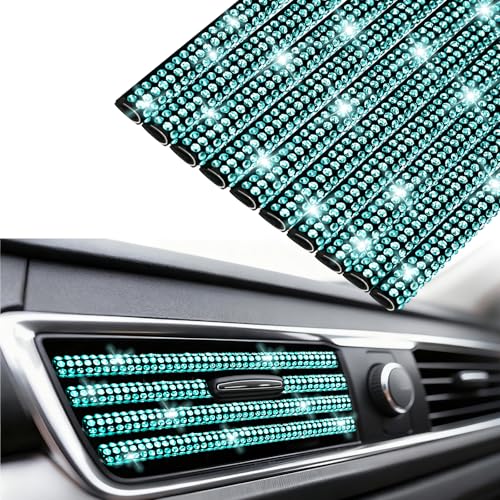 NBTEPEM Bling Car Air Conditioner Decoration Strip for Vent Outlet, 10 PCS Universal Rhinestone Car Vent Outlet Trim Decorations, Bling Interior Accessories for Women and Girls (Aquamrine) - color: Aquamarine