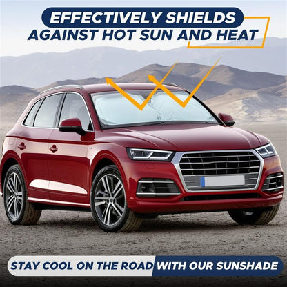EcoNour Car Windshield Sunshade | Blocks 99% Heat & Keeps Interior Cool | Universal Fits Cars, SUVs, Trucks | Automotive Sun Screen, Visor & Car Accessories for Summer | Medium (64x32 Inches) - size: Medium