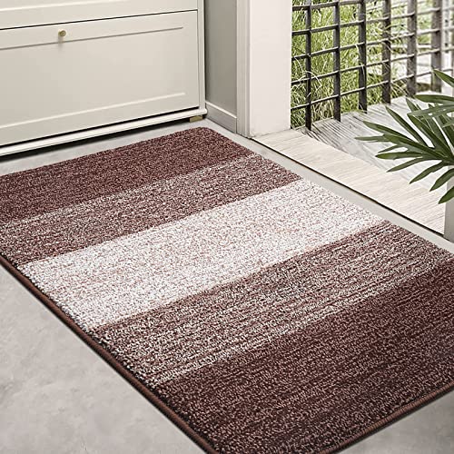Indoor Outdoor Door Mat, 36x24 Non-Slip Absorbent Dirt Trapper, Low-Profile Washable Inside Entrance Front Floor Mat, Sturdy Soft Entry Doormats for Entryway, Brown - color: Brown, size: 36'' X 24''