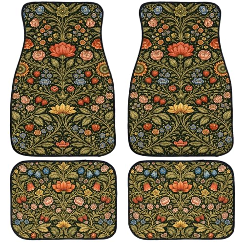 Bohemia Flowers Car Floor Mats Set of 4 William Morris Art Automotive Foot Mats Rugs Carpet for Car Non-Slip Auto Car Accessories Universal Fit Car Accessories for Truck - color: Bohemia Flowers