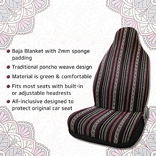 uxcell Universal Stripe Front Baja Bucket Seat Cover Saddle Blanket for Car SUV - style: Brown