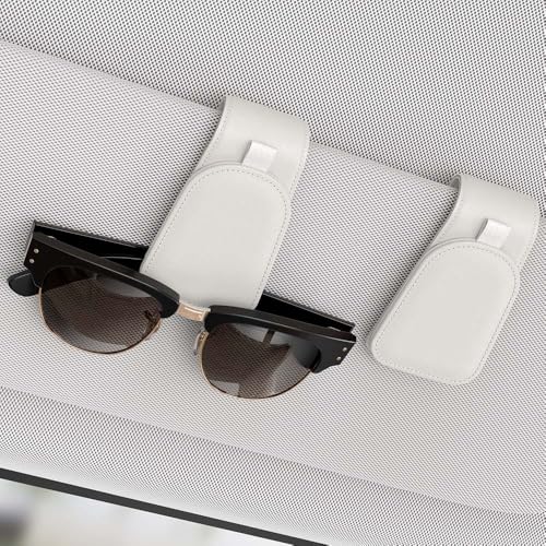 Sunglass Holder for Car Visor, Suede Cloth Magnetic Sunglass Organizer for Car Accessories, 2 Packs, White - color: White