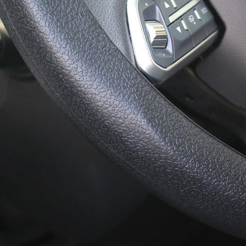 Car Silicone Steering Wheel Cover,Soft Odorless Silicone Leather Texture Steering Cover,Car Interior Accessories,Universal 13-15inch Car Steering Wheel Protector (Black)