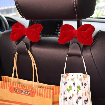 2-Pack Car Purse Hooks for Hanging Purses and Bags, Cute Bow car seat headrest Hooks for Hanging car Purse Hooks. (Velvety red) - color: velvety red