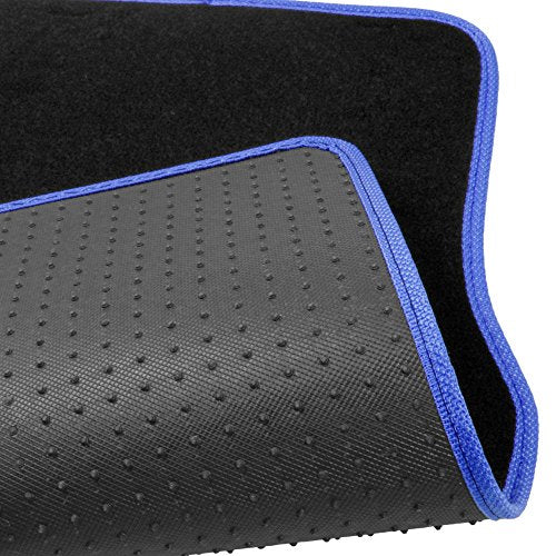 Blue Hawaiian Flower Design Carpet Car Floor Mats for Auto Van Truck SUV 4pc Front & Rear Full Set with Anti-Slip Rubber Backing Universal Fit - color: Hawaiian Flower Blue