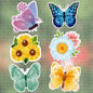 JSRQT 6 Pairs Decorative Screen Door Magnets,Double Sided Decals Stickers,Magnetic Patio Sliding Screen Door Bird Strike Protector,Butterfly Flowers Designs