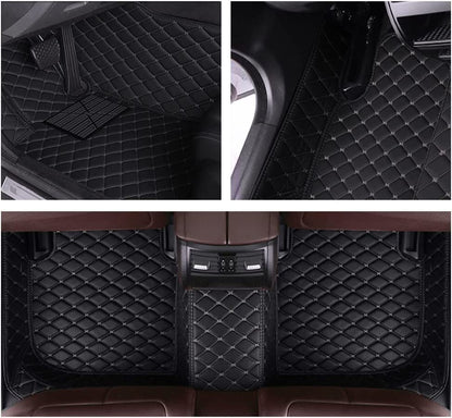 MELKEN Custom Fit Leather Car Floor Mats for 95% of Cars Full Coverage Floor Liners Car Mats (Black White) - color: Black White