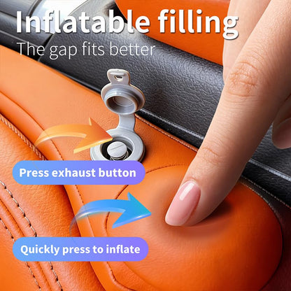 Inflatable Car Seat Gap Filler Strip - 2Pcs Leather Foldable Seat Gap Plug Blocker,Stop Dropping Items,Soft Interior Accessories for All Cars (Orange)