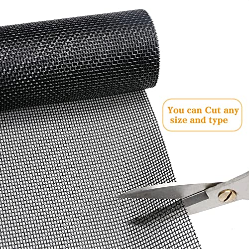 Tooltriz Pet Proof Window Screen Replacement, 48“ x 100" Upgraded Thicken Charcoal Fiberglass Mesh for Sliding Pet Screen Door Repair Kit - Screen Door Protector for Dogs Patio Screen mesh