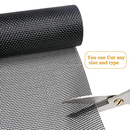 Tooltriz Pet Proof Window Screen Replacement, 48“ x 100" Upgraded Thicken Charcoal Fiberglass Mesh for Sliding Pet Screen Door Repair Kit - Screen Door Protector for Dogs Patio Screen mesh