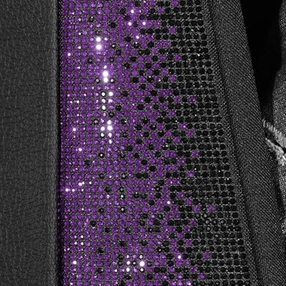 CAR PASS Bling Diamond Leather Car Seat Covers Full Seats Interior Sets, Waterproof Shining Glitter Sparkly Crystal Universal Armrest Fit Automotive Truck SUV Cute Women Girl, Black Purple Rhinestone - color: Purple Rhinestone, size: Full Set