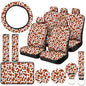 15 Pcs Car Steering Wheel Cover Center Console Armrest Pad Headrest Seat Belt Cover Handbrake Cover Keychain Coaster Full Set Car SUV (Brown Cow) - color: Brown cow
