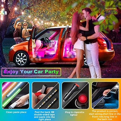 Car LED Strip Light, EJ's SUPER CAR 4pcs 48 LED Multi-Color Car Interior Lights Under Dash Lighting Waterproof Kit with Multi-Mode Change and Wireless Remote Control, Car Charger Included,DC 12V - color: MultiColor(48LED Beads)