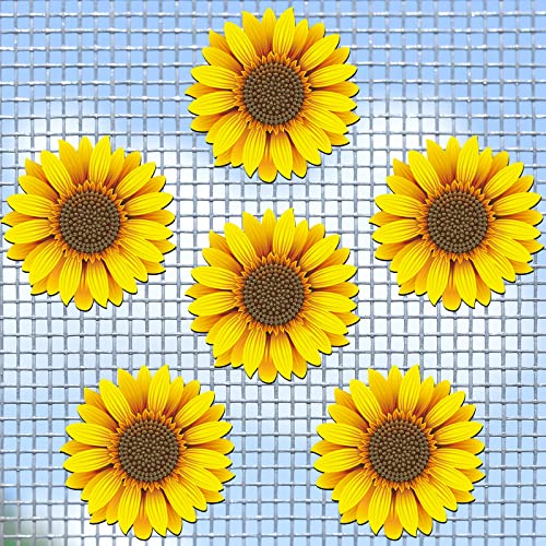 Fabbay 12 Pcs Screen Door Magnets 5.7 Inch Sunflower Double Sided Protector Screen Sticker to Protect Pet People Flexible Magnetic Protector for Sliding Door Window Summer Party Decoration